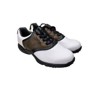 FootJoy Greenjoys 45516 White/Brown Golf Shoes Men's Size 9.5 W Soft Spike
